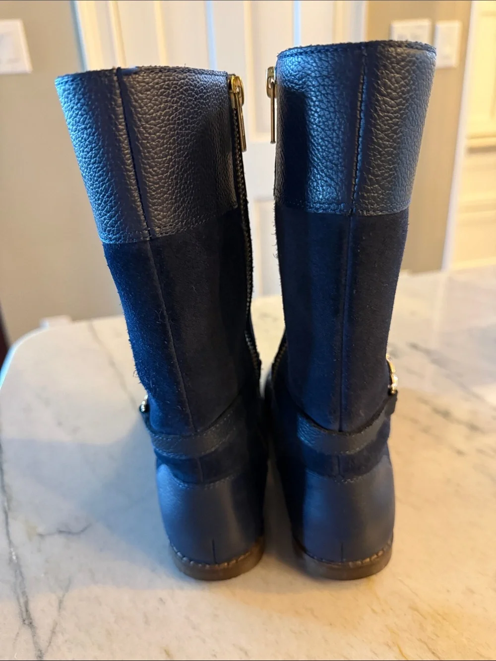 Janie and Jack girls Navy Leather & Suede Riding Boots size 1